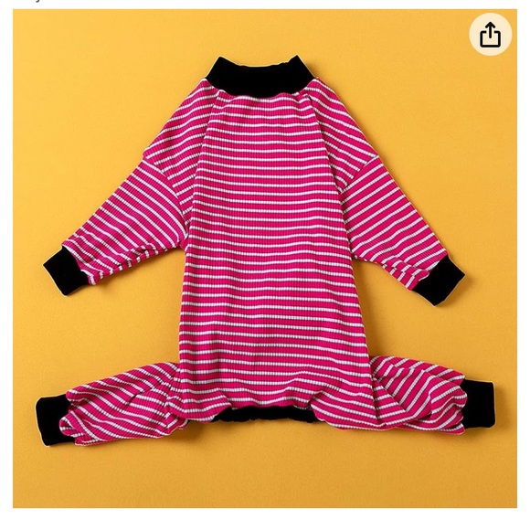 LOVINPET LARGE🐶DOG🐶 PAJAMAS PINK RED & GREEN STRIPES FULL BODY COVERAGE🌟NWT🌟 - Picture 2 of 14